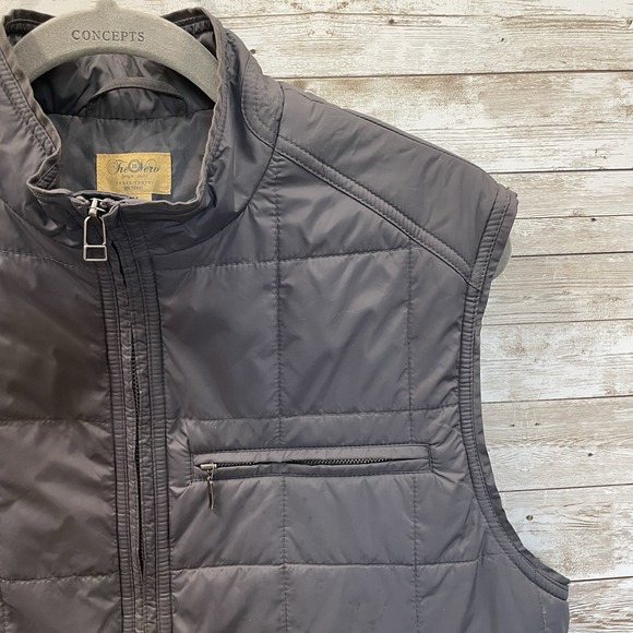Vintage Tre Vero Mens M Puffer Vest Gray Zipper Pockets Light Packable Quilted - Picture 1 of 10